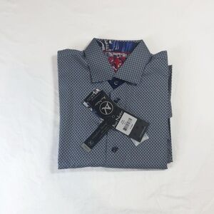 Au Noir Men’s Geometric Pattern Button Down Shirt